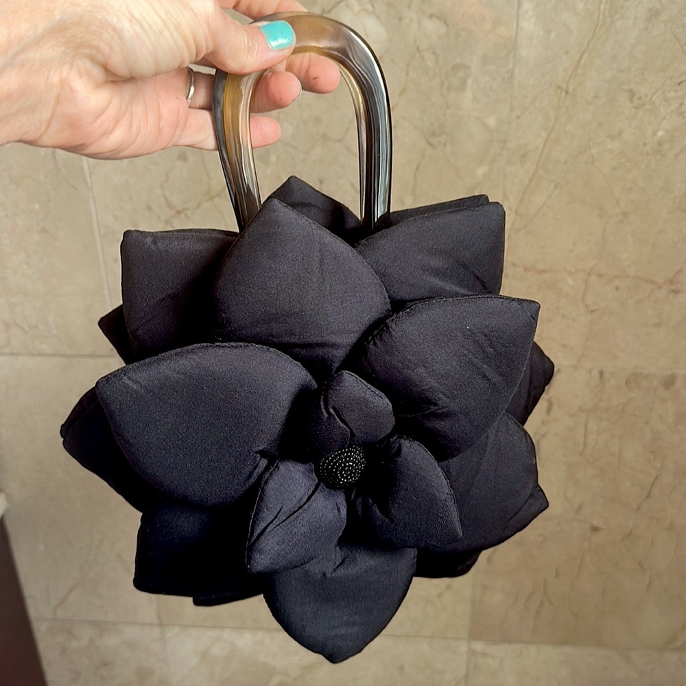 Mad Bags gorgeous 3D plush black flower purse